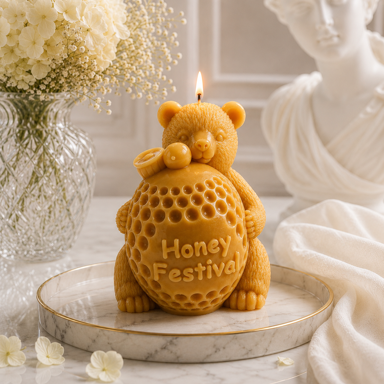 Honey Festival Bear Sculptural Soy Wax Candle