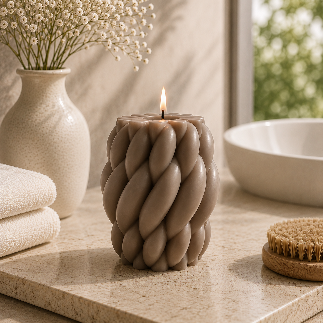 Yarn Decorative Soy Wax Pillar Candle