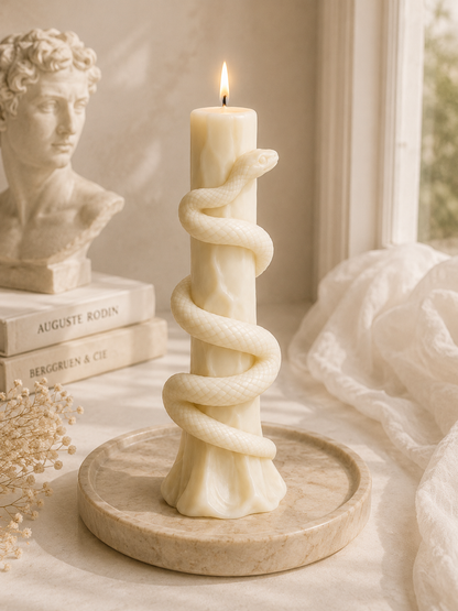 Serpent Sculptural Luxury Soy Wax Pillar Candle