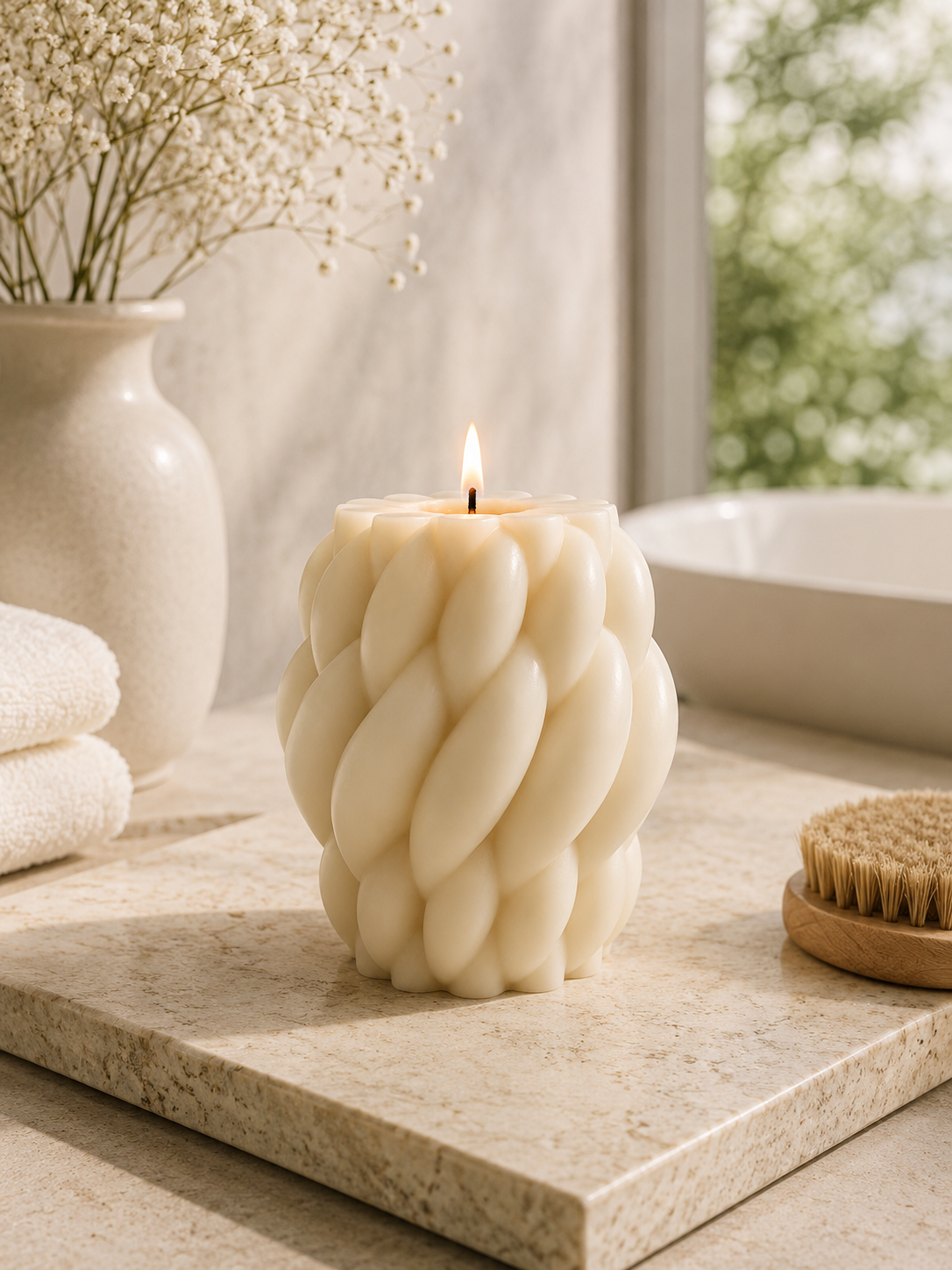 Yarn Decorative Soy Wax Pillar Candle
