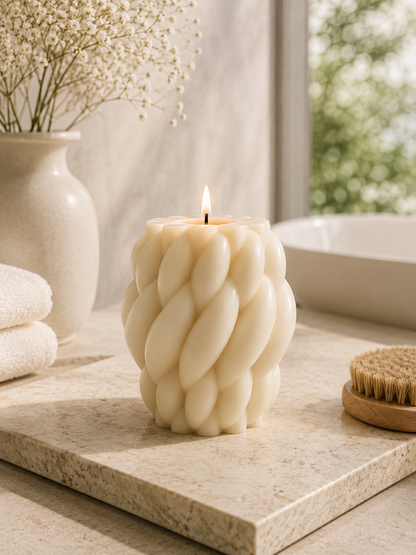 Yarn Decorative Soy Wax Pillar Candle
