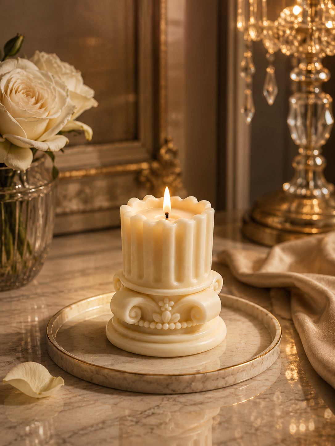Frosted Fondant Luxury Soy Wax Pillar Candle