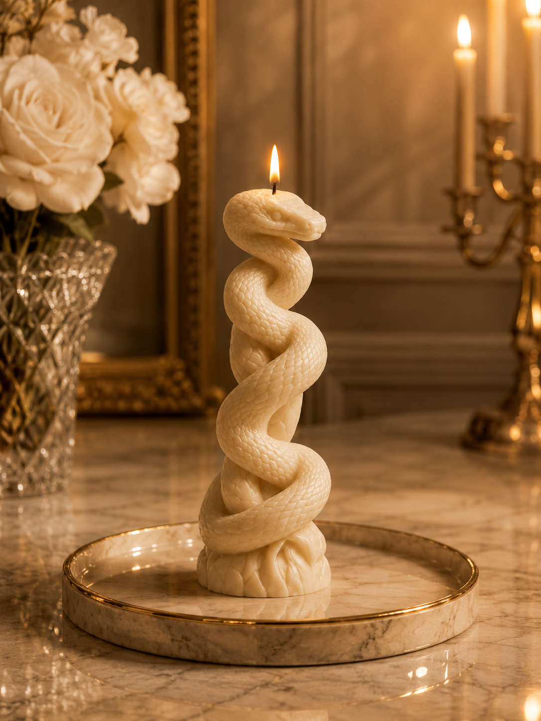 Snake Sculptural Soy Wax Pillar Candle