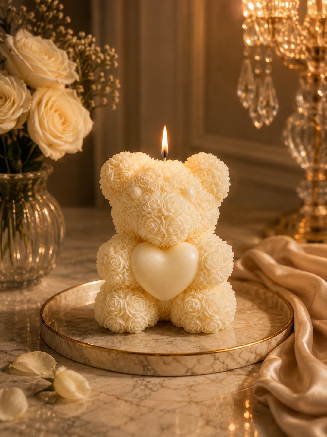 Rose Teddy Romantic Decorative Soy Wax Candle Serene Bloom Candle