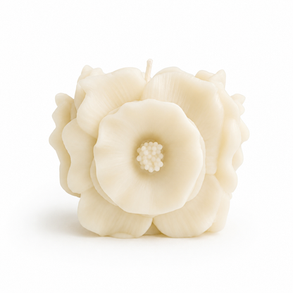 Blooming Camellia Floral Sculptural Soy Wax Candle