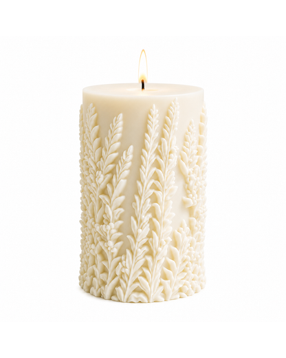 Botanical Veil — Sculptural Botanical Pillar Candle