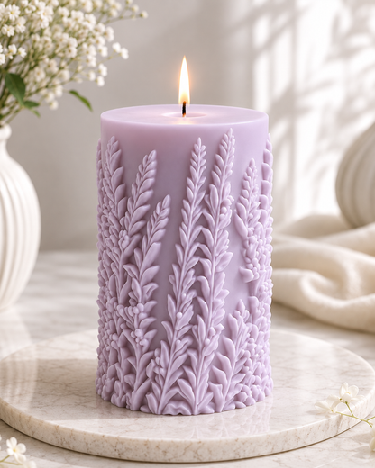 Botanical Veil — Sculptural Botanical Pillar Candle