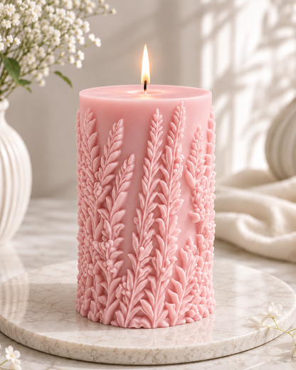 Botanical Veil — Sculptural Botanical Pillar Candle