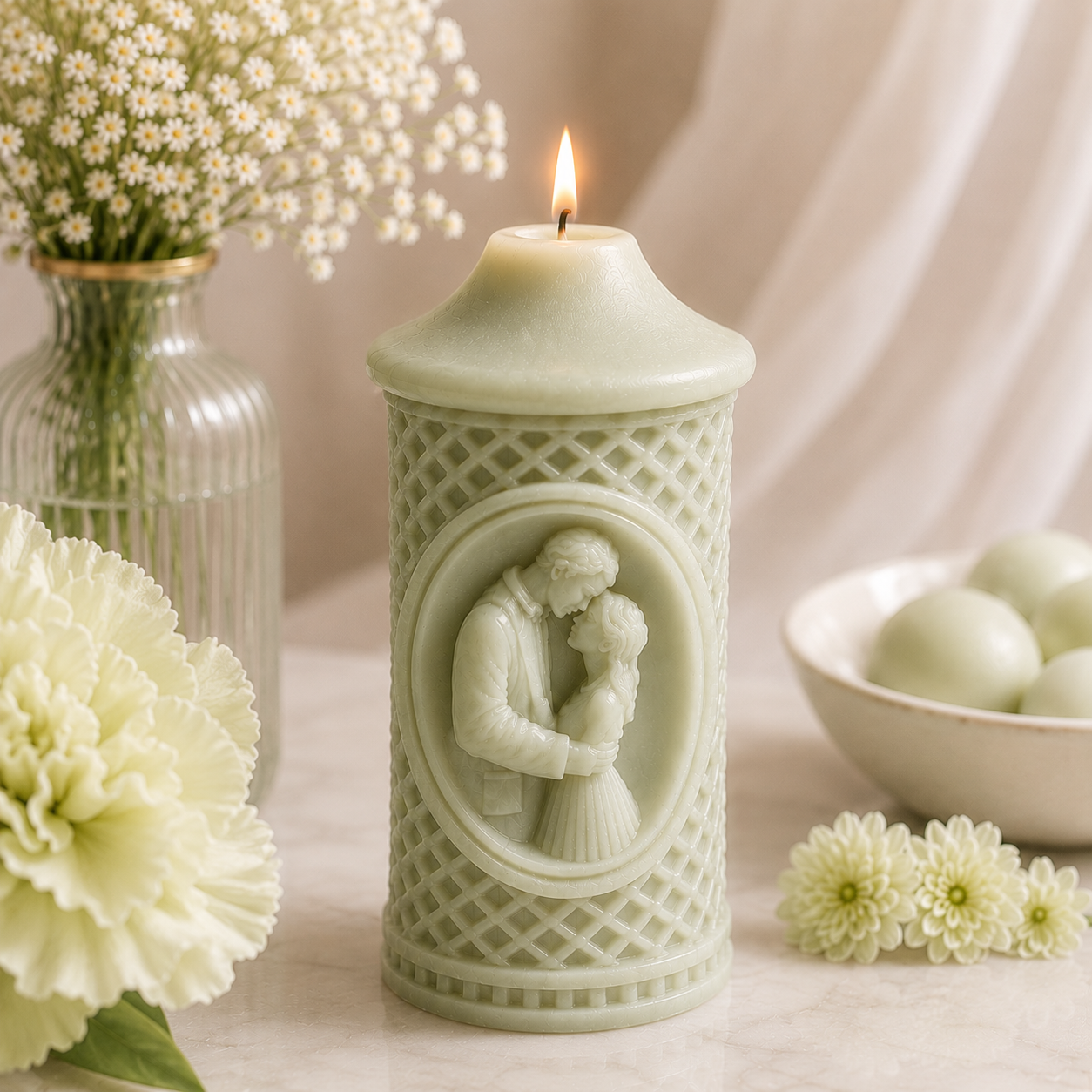 Eternal Embrace Cameo Luxury Sculptural Soy Wax Candle