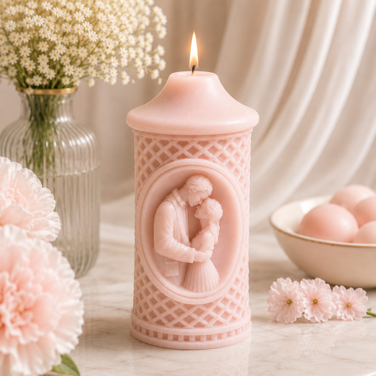 Eternal Embrace Cameo Luxury Sculptural Soy Wax Candle