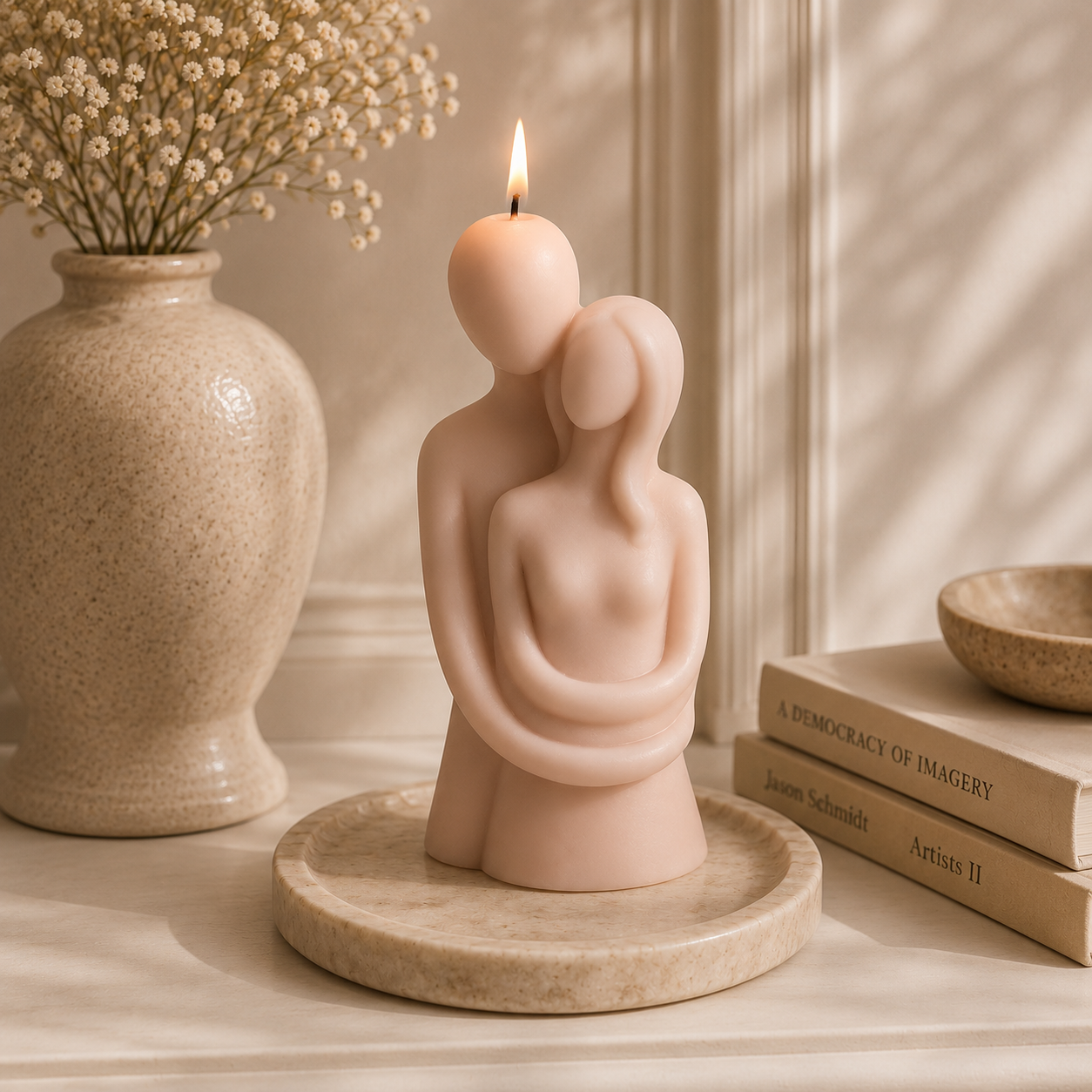 Eternal Flame Couple Romantic Sculptural Soy Wax Candle