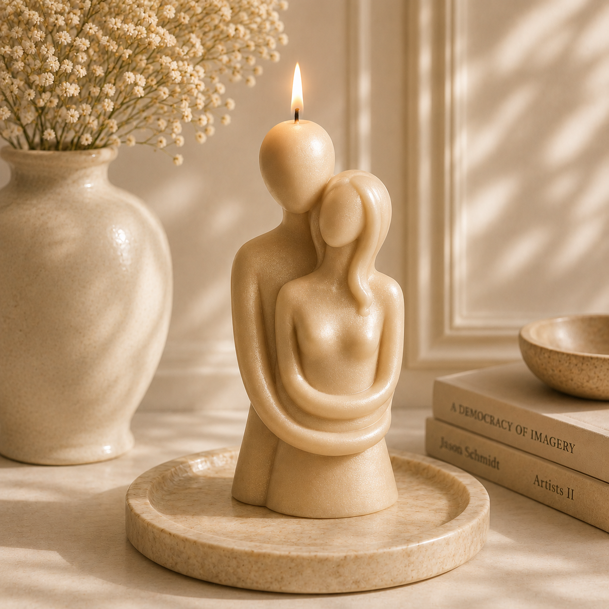 Eternal Flame Couple Romantic Sculptural Soy Wax Candle