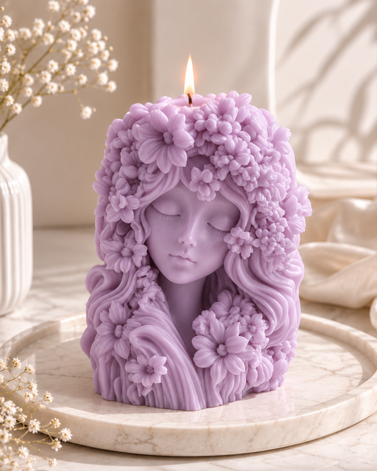 Flora Muse Sculptural Floral Face Candle | Luxury Decorative Soy Wax Candle