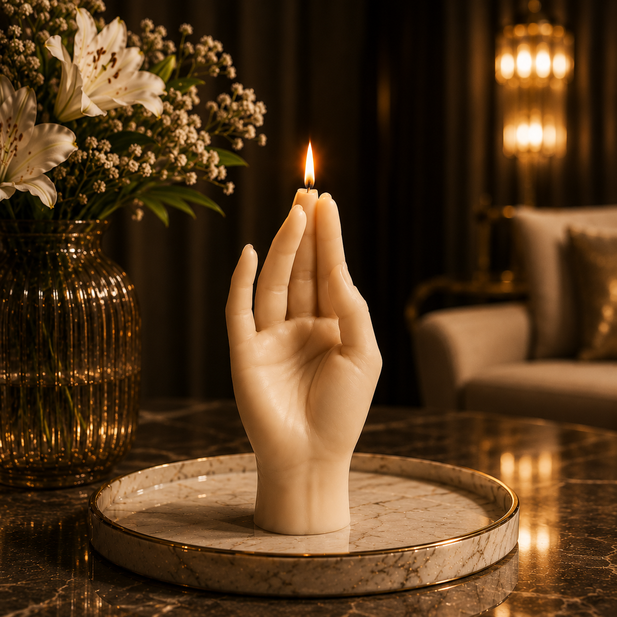 Grace Hand Sculptural Soy Wax Home Decor Candle