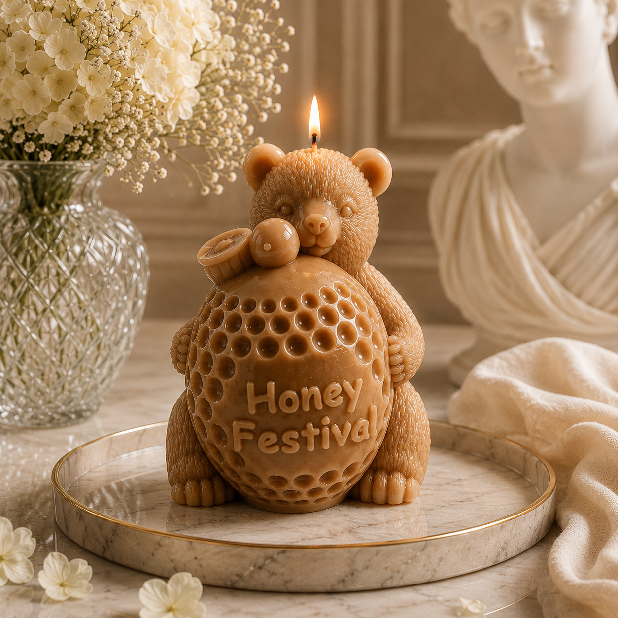 Honey Festival Bear Sculptural Soy Wax Candle