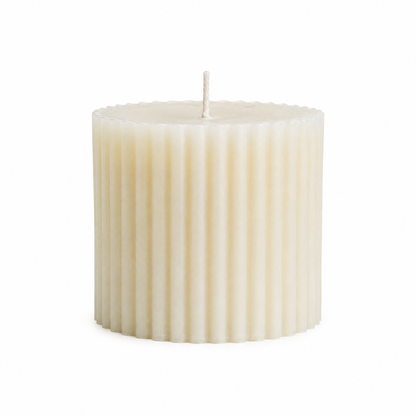 Ivory Fluted Pillar Candle | Handcrafted Decorative Candle