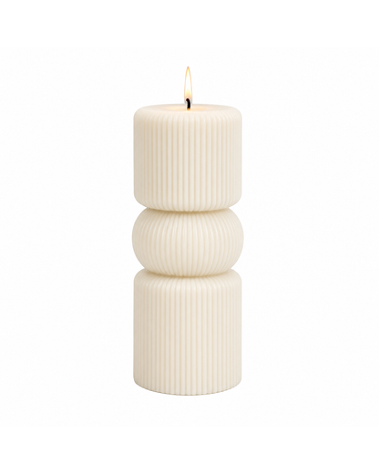 Luna Stack — Sculptural Ribbed Pillar Candle