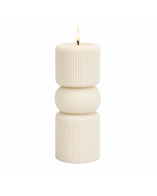 Luna Stack — Sculptural Ribbed Pillar Candle