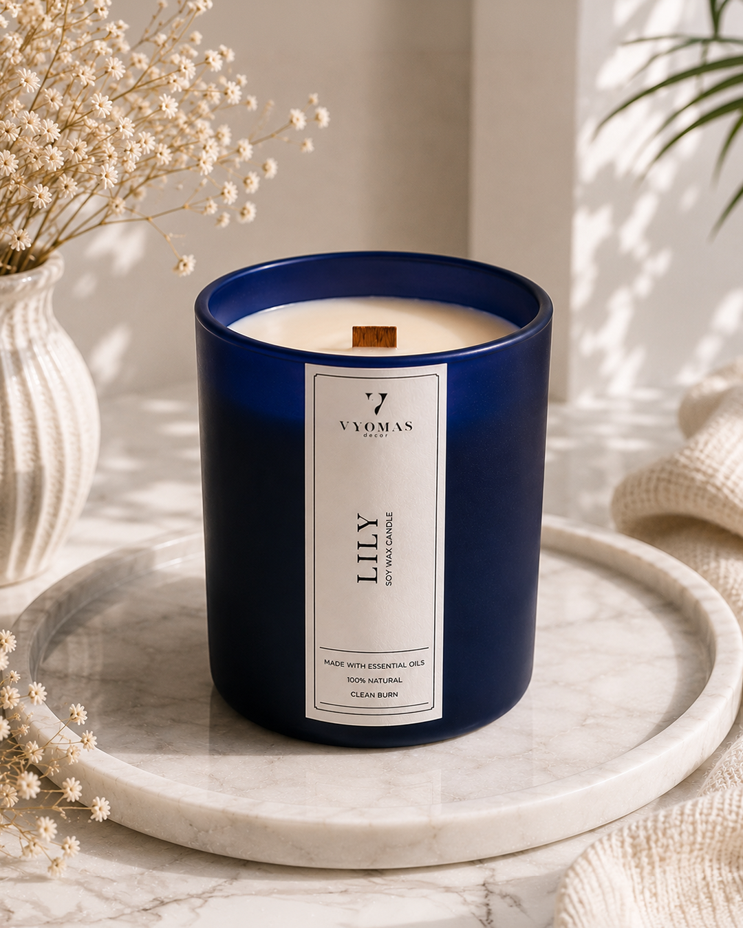 Midnight Lily Luxury Soy Wax Candle Vyomas Decor
