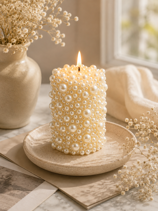 Decorative sculptural pillar candle for luxury living room styling