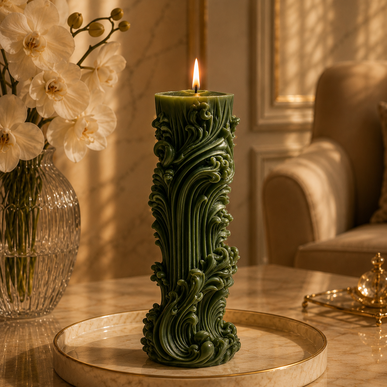 Roman Marble Luxury Decorative Soy Wax Pillar Candle