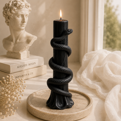 Serpent Sculptural Luxury Soy Wax Pillar Candle