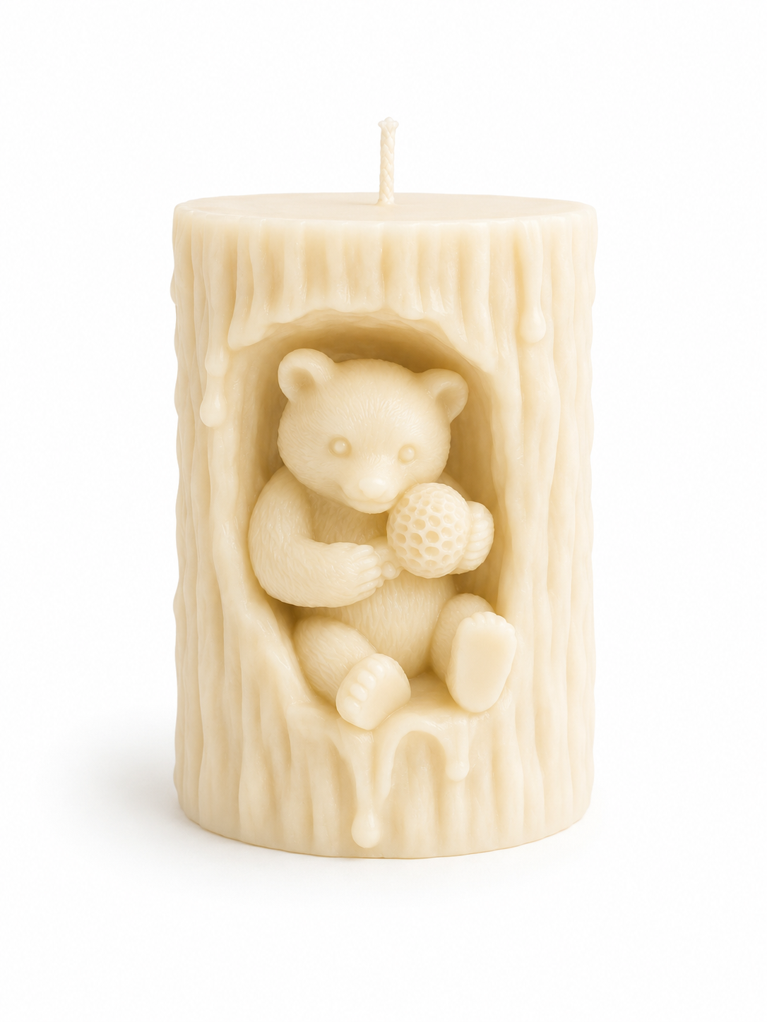Woodland Bear Tree Trunk Sculptural Soy Wax Candl