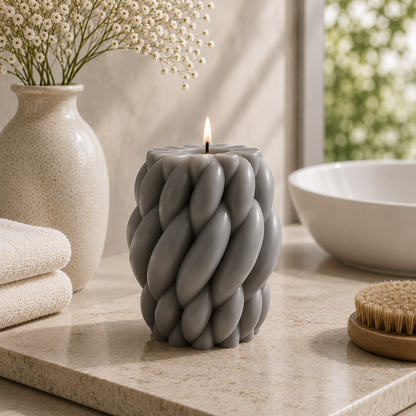 Yarn Decorative Soy Wax Pillar Candle