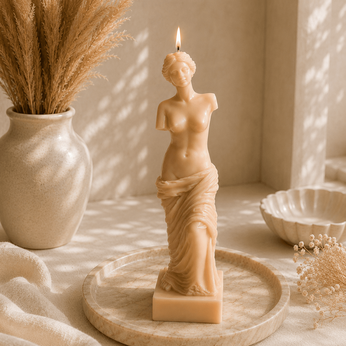 Celestial Venus Goddess Sculptural Soy Wax Candle - Vyomas Decor