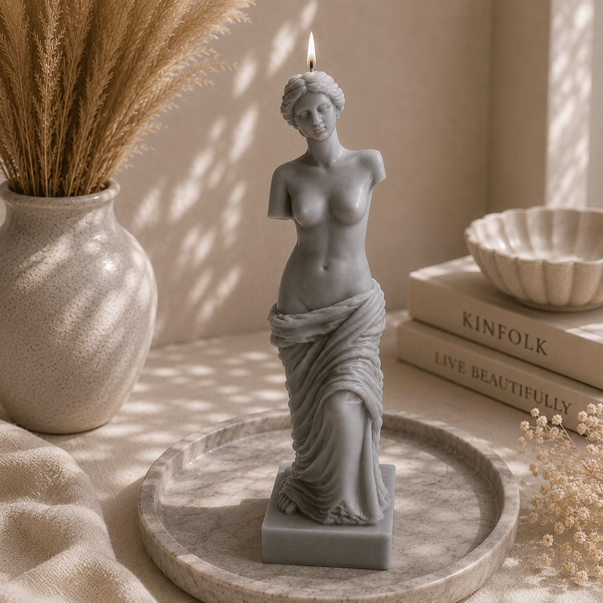 Celestial Venus Goddess Sculptural Soy Wax Candle - Vyomas Decor