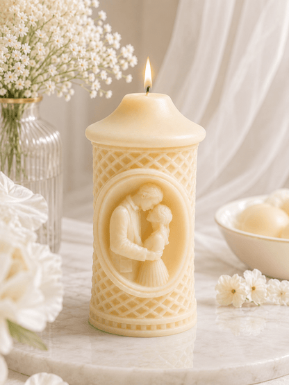 Eternal Embrace Cameo Luxury Sculptural Soy Wax Candle - Vyomas Decor