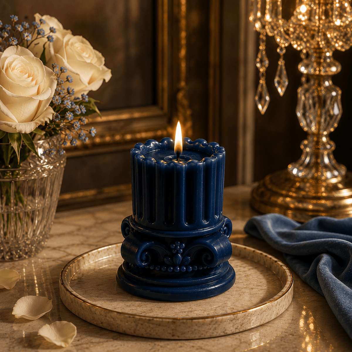 Frosted Fondant Luxury Soy Wax Pillar Candle - Vyomas Decor