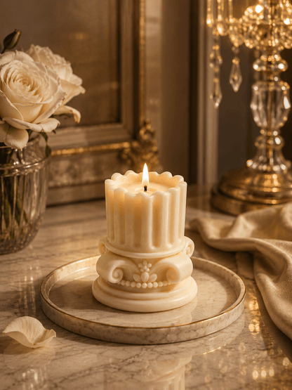 Frosted Fondant Luxury Soy Wax Pillar Candle - Vyomas Decor