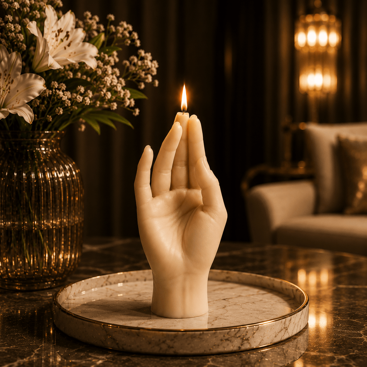 Grace Hand Sculptural Soy Wax Home Decor Candle - Vyomas Decor