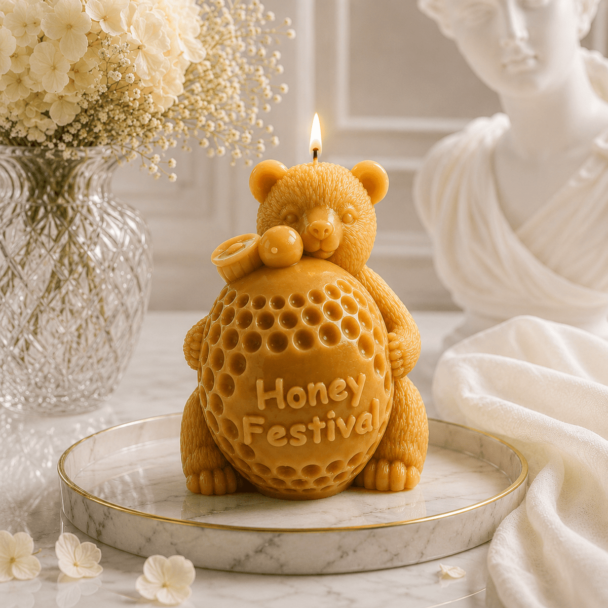 Honey Festival Bear Sculptural Soy Wax Candle - Vyomas Decor
