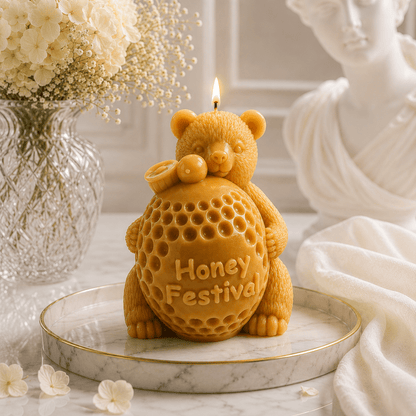 Honey Festival Bear Sculptural Soy Wax Candle - Vyomas Decor