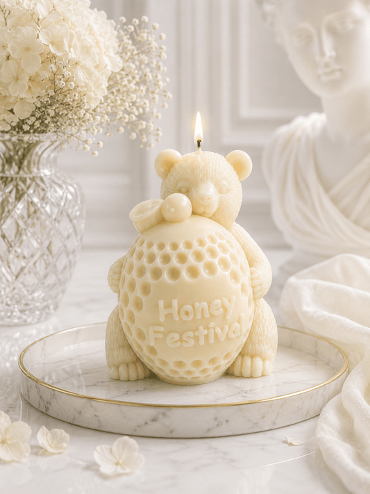 Honey Festival Bear Sculptural Soy Wax Candle - Vyomas Decor