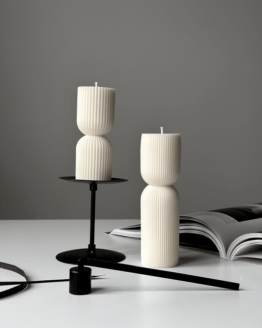 Hourglass Luxe Premium Soy Wax Pillar Candle - Vyomas Decor