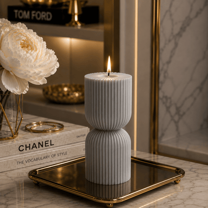 Hourglass Luxe Premium Soy Wax Pillar Candle - Vyomas Decor