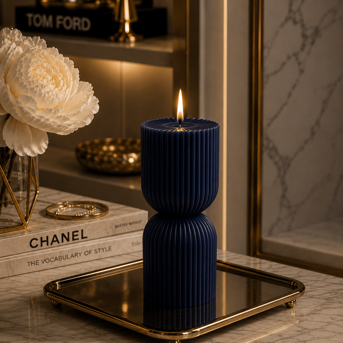 Hourglass Luxe Premium Soy Wax Pillar Candle - Vyomas Decor
