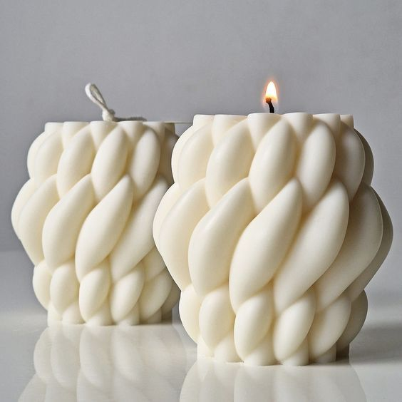 Yarn Decorative Soy Wax Pillar Candle