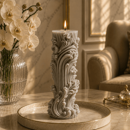 Roman Marble Luxury Decorative Soy Wax Pillar Candle - Vyomas Decor