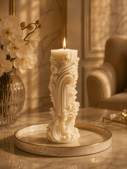 Roman Marble Luxury Decorative Soy Wax Pillar Candle - Vyomas Decor
