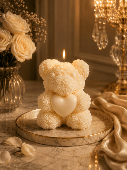 Rose Teddy Romantic Decorative Soy Wax Candle Serene Bloom Candle - Vyomas Decor