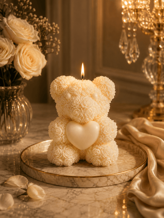 Rose Teddy Romantic Decorative Soy Wax Candle Serene Bloom Candle - Vyomas Decor